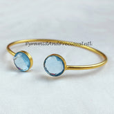 Blue topaz bangle, gold plated handmade bangle, dainty bangle, statement bangle, Topaz jewelry, gift For women